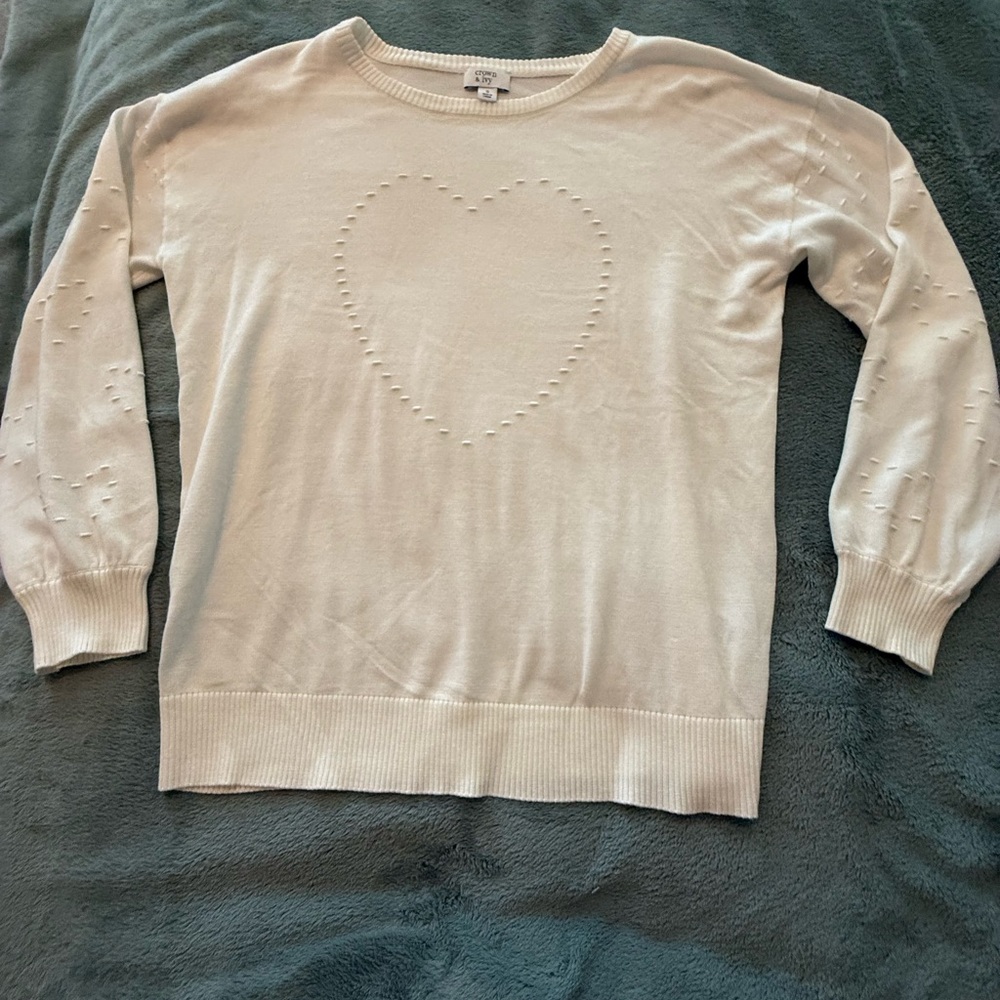 Crown & Ivy Cream Heart Pattern Sweater